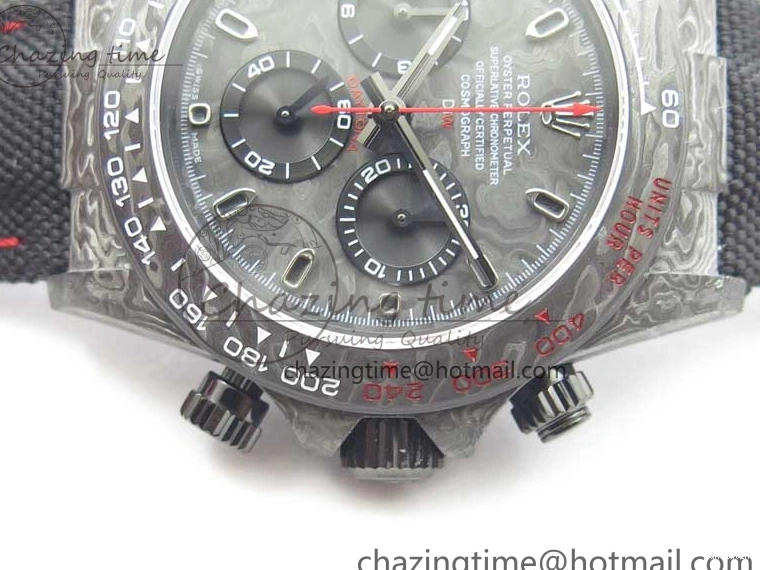 Red Carbon Daytona Carbon on Strap Hand OMF Dial Edition Nylon Black Black A4130 Best DIW 1121